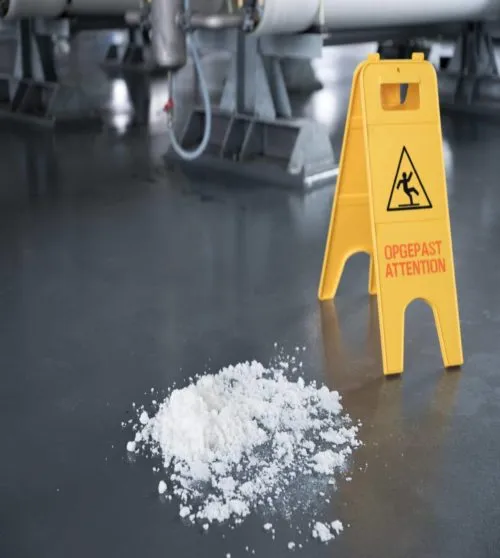 Elimination of the risk of slipping with an absorbent