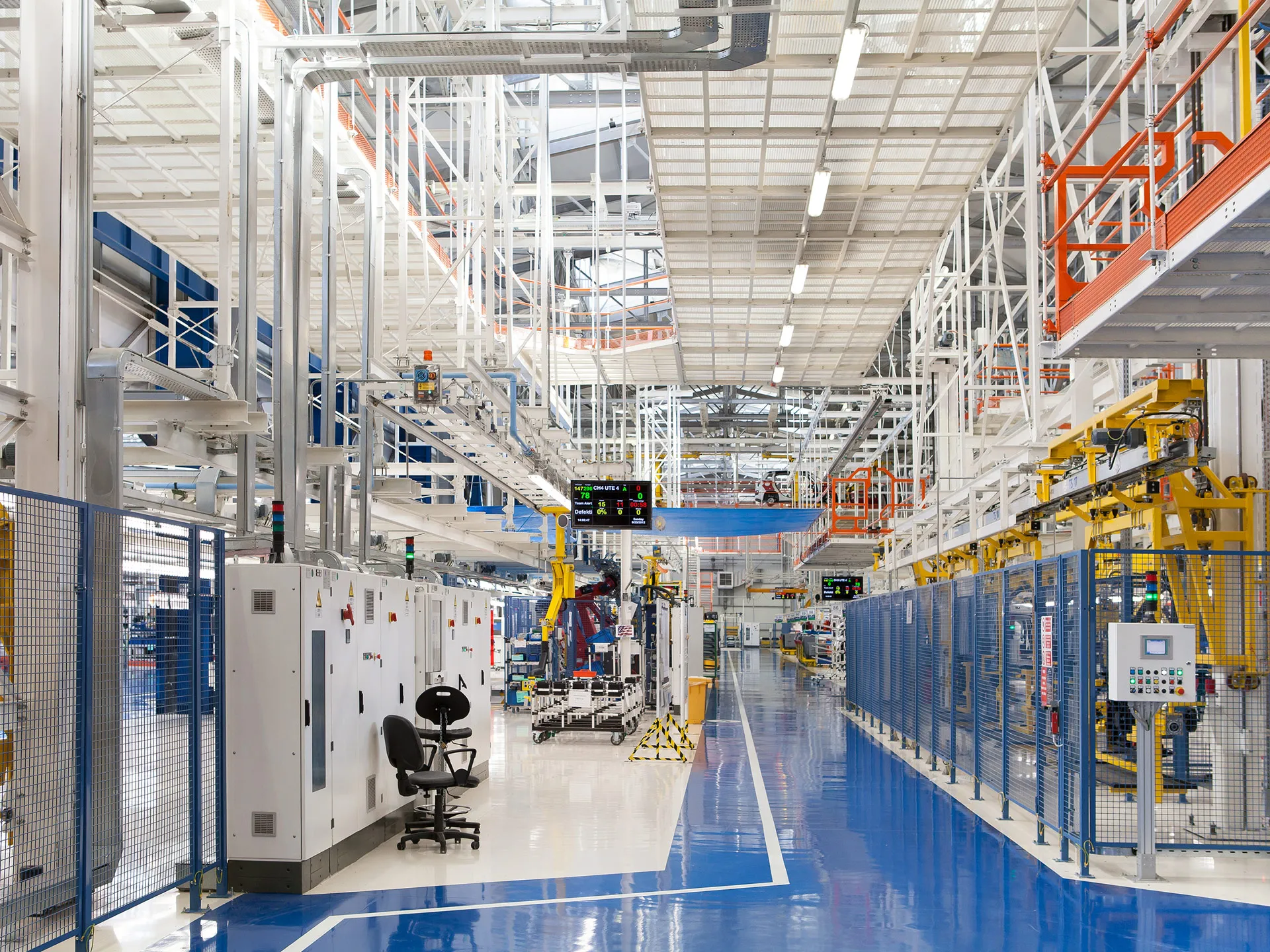 inside a factory and its security equipment